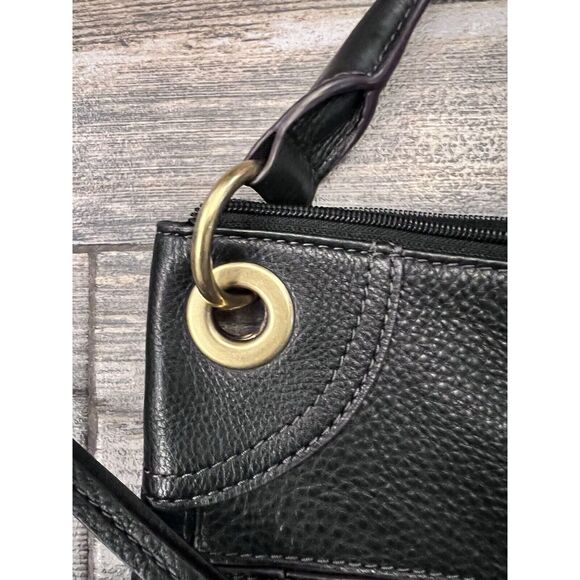 FOSSIL Karli‎ Black Pebbled Leather Hobo Shoulder Bag Vintage Rare 90’s - Picture 3 of 11